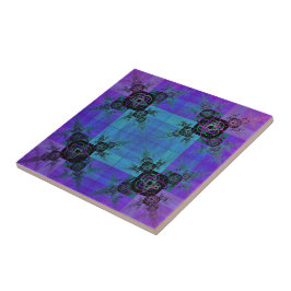 Aqua och Lilac Fractal Joy Decorative Tile Kakelplatta