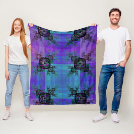 Aqua och Lilac Fractal Joy Fleece Blanket