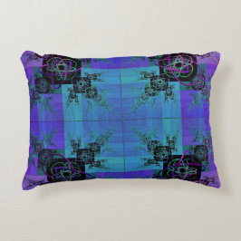 Aqua och Lilac Fractal Joy Pillow Prydnadskudde