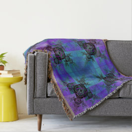 Aqua och Lilac Fractal Joy Throw Blanket Filt