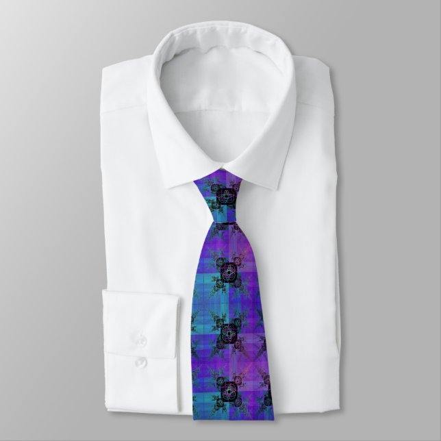 Aqua och Lilac Fractal Joy Tie Slips (Bunden)