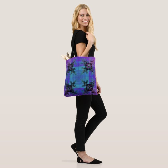 Aqua och Lilac Fractal Joy Tote Bag Tygkasse (På modell)