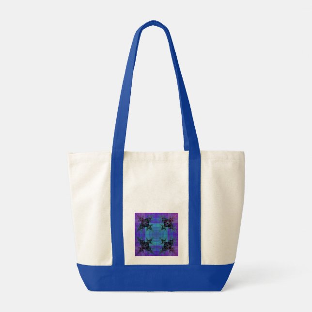 Aqua och Lilac Fractal Joy Tote Bag Tygkasse (Baksida)