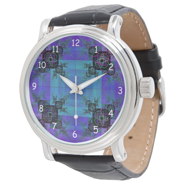 Aqua och Lilac Fractal Joy Watch Armbandsur (Vinklad)
