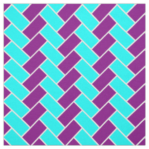 Aqua och lilaHerringbone Tyg