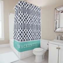 Aqua och Navy Trellis Monogram