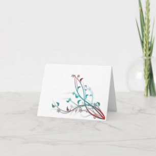 Aqua och röda Notecard Kort