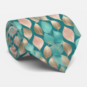 Aqua och Rosa Guldblad Slips