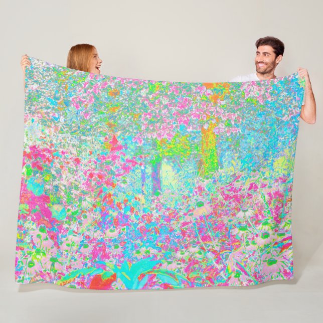 Aqua och Shock rosa Sunrise i My Rubio Garden Fleecefilt (På plats)