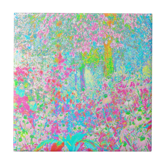 Aqua och Shock rosa Sunrise i My Rubio Garden Kakelplatta (Framsidan)