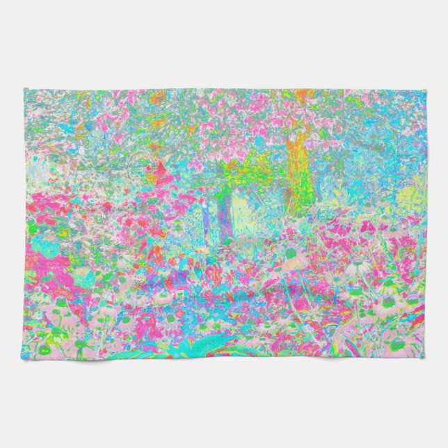Aqua och Shock rosa Sunrise i My Rubio Garden Kökshandduk (Horisontell)