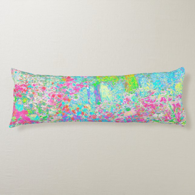 Aqua och Shock rosa Sunrise i My Rubio Garden Kroppskudde (Framsidan)