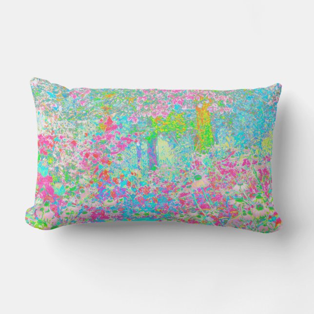 Aqua och Shock rosa Sunrise i My Rubio Garden Lumbarkudde (Framsida)