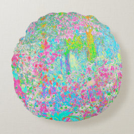 Aqua och Shock rosa Sunrise i My Rubio Garden Rund Kudde