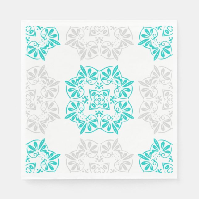Aqua och Soft Grått Finare Mönster Pappra blöjor Pappersservett (Framsidan)