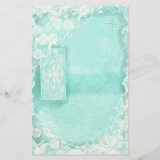 Aqua och spetsar Junk Journal Brevpapper