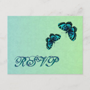 Aqua och Teal Butterfly Damask OSA Bröllop Kort