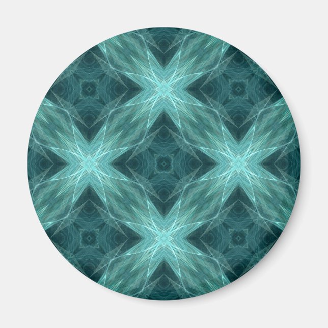 Aqua och teal fraactal kaleidoskop version 4 magnet (Framsidan)