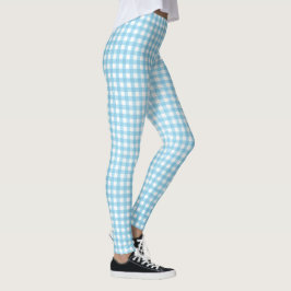 aqua och white gingham mönster leggings