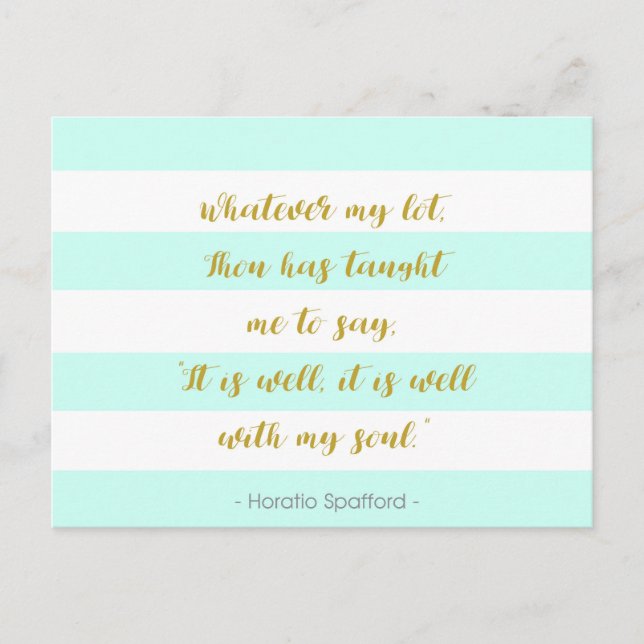 Aqua och White Stripe "Det är bra med min själ" Vykort (Framsida)