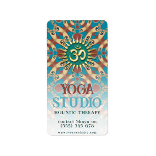 Aqua Ochre Yoga Holistic Energy Adressetikett