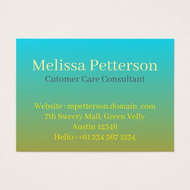 Aqua–Olive Smooth Gradient, Business Cards Visitkort (Framsidan)