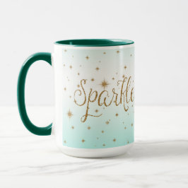 Aqua Ombre Guld Sparkles Mugg