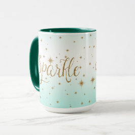 Aqua Ombre Guld Sparkles Mugg