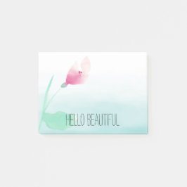 Aqua Ombre Rosa Flower Post-it Block