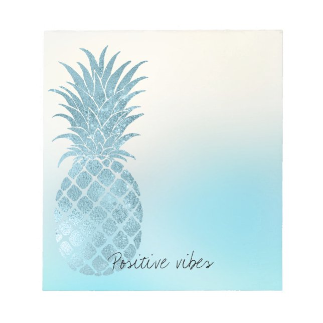 Aqua Ombre Tropical Pineapple Anteckningsblock (Framsida)