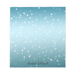 Aqua Ombre White Bokeh Confetti Anteckningsblock