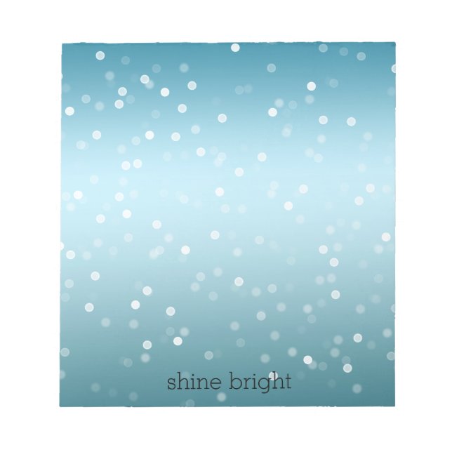 Aqua Ombre White Bokeh Confetti Anteckningsblock (Framsida)