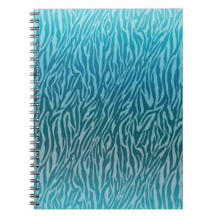 Aqua Ombre Zebra tryck Anteckningsbok Med Spiral