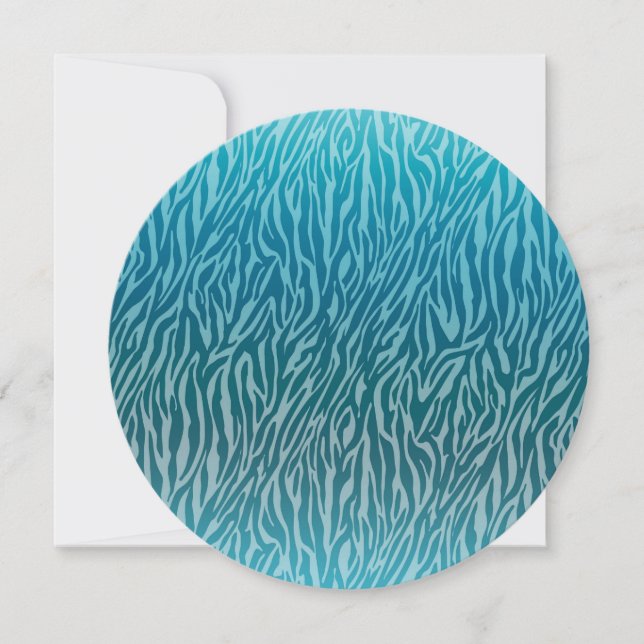 Aqua Ombre Zebra tryck Sweet sixteen Inbjudningar (Framsida)