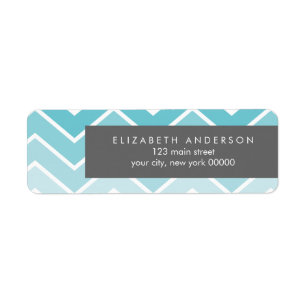 Aqua Ombre Zig Zag Chevron Mönster Returadress Etikett
