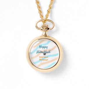 Aqua orange lycklig Hanukkah add namn textmeddelan Armbandsur