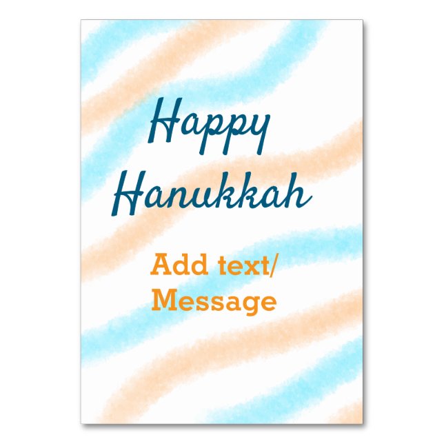 Aqua orange lycklig Hanukkah add namn textmeddelan Bordsnummer (Framsidan)