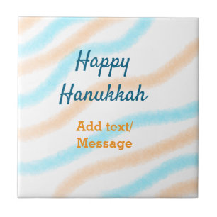 Aqua orange lycklig Hanukkah add namn textmeddelan Kakelplatta