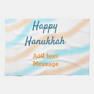 Aqua orange lycklig Hanukkah add namn textmeddelan Kökshandduk