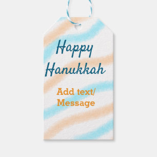Aqua orange lycklig Hanukkah add namn textmeddelan Presentetikett