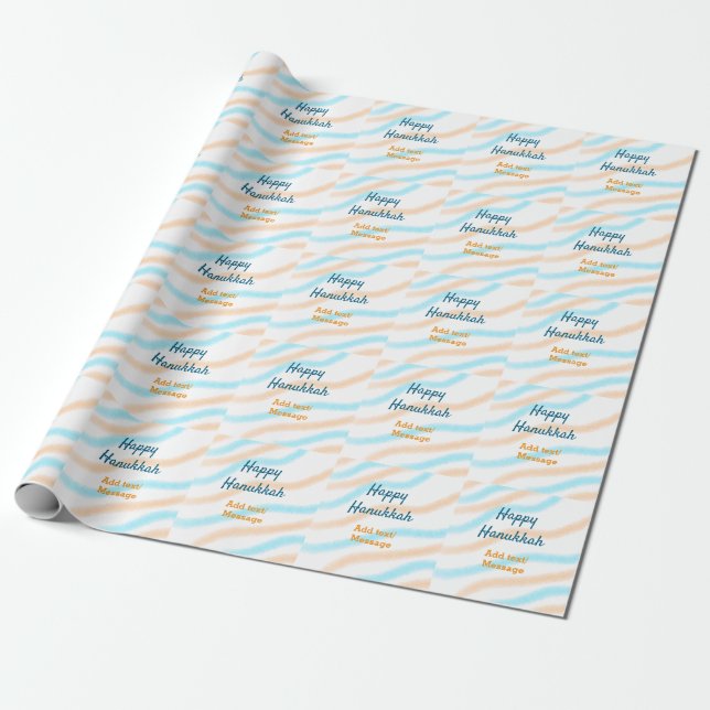 Aqua orange lycklig Hanukkah add namn textmeddelan Presentpapper (Utrullad)
