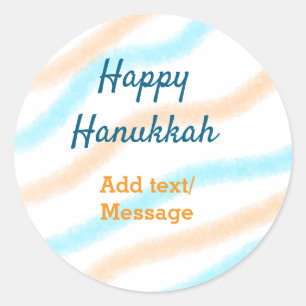 Aqua orange lycklig Hanukkah add namn textmeddelan Runt Klistermärke