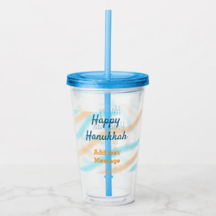 Aqua orange lycklig Hanukkah add namn textmeddelan Take Away Mugg