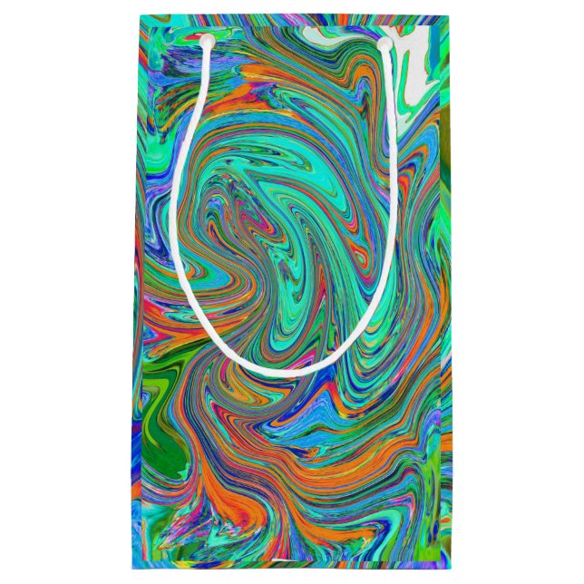 Aqua, Orange och Grönt Groovy Abstrakt Retro Art (Framsidan)