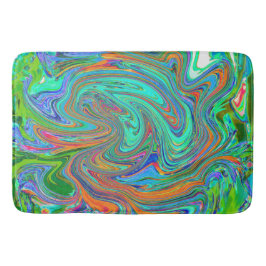 Aqua, Orange och Grönt Groovy Abstrakt Retro Art Badrumsmatta
