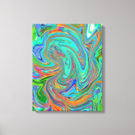 Aqua, Orange och Grönt Groovy Abstrakt Retro Art Canvastryck