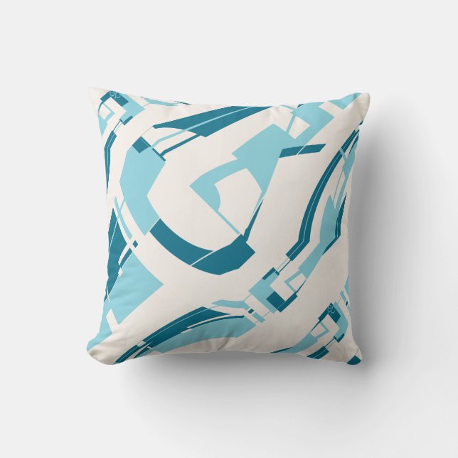 Aqua på off-white Dold Diagonal Shapes Art Design Kudde (Framsida)