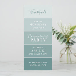 Aqua Paint Swatch Card Houseuppvärmning Party Inbj Inbjudningar