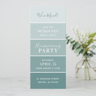 Aqua Paint Swatch Card Houseuppvärmning Party Inbj Inbjudningar