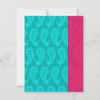 Aqua Paisley Påfåglar Indiskt Bröllop RSVP OSA Kort